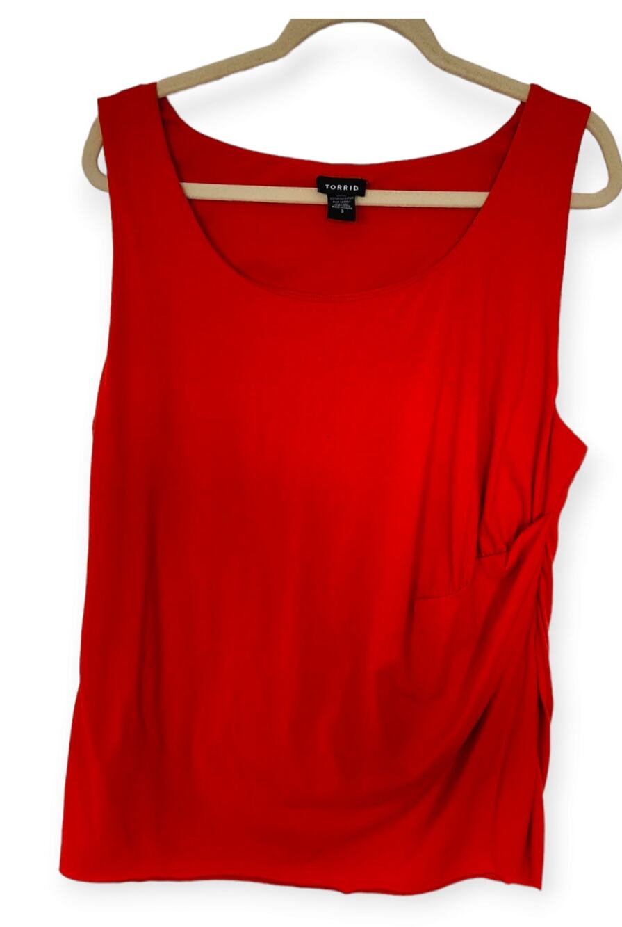 Torrid Red Sleeveless Ruched Top Size 3XL